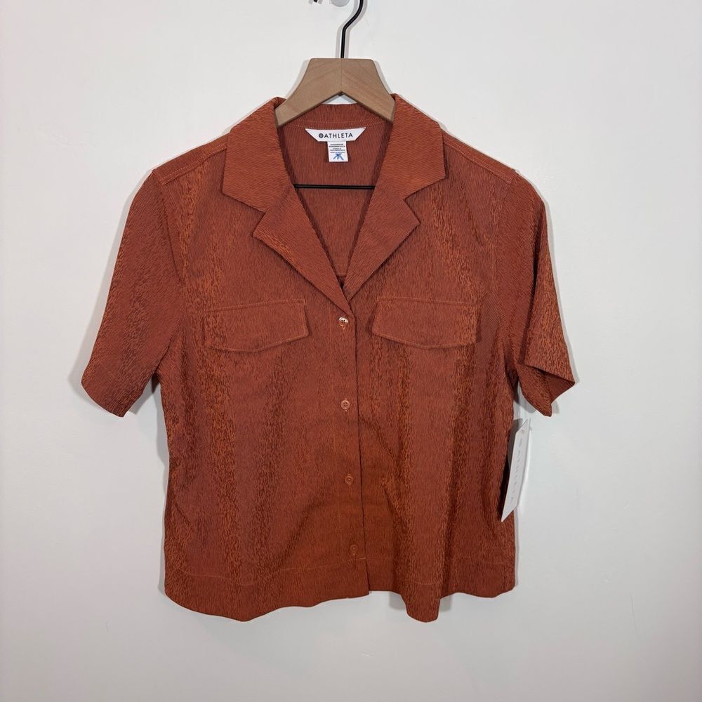 Athleta Echo Top NEW with tags Size Small Textured Brown - Picture 4 of 13